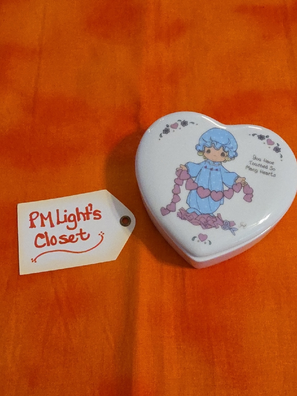 Precious Moments Heart-Shaped Trinket Box with Lid White